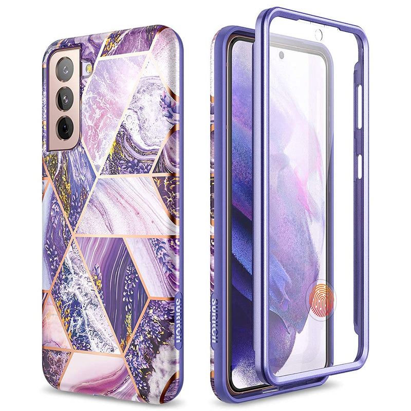 For Samsung Galaxy S21 Plus Case Built In Screen Protector Full Body Protection Shockproof Rugged Bumper Slim Soft Silicone Protective Cover For Galaxy S21 Plus 6 7 Inch Lavender