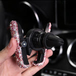 Bling Crystal Car Phone Mount With One More Air Vent Base Universal Cell Phone Holder For Strong Sticky Dashboard Windshield And Air Vent Phone Holder Car Accessories For Women And Girls