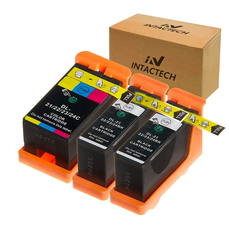 Intactech Replacement For Dell V515W V715W V313W Series 21 Series 22 Series 23 Series 24 Ink Cartridges 3 Pack 2 Black 1 Color Work For Dell V313 V313W