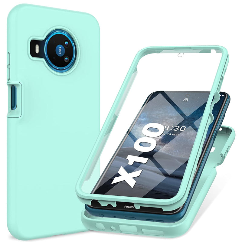 For Nokia X100 Silicone Phone Case Slim Matte Full Rugged Protective Cell Phone Cases Durable 360 Strong Drop Cute Shockproof Tpu Bumper Cover Mint Green