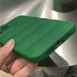 Creative Dark Green Puffer Case For Iphone 13 Pro Max Soft Silicone Cover Shockproof Soft Cloth For Iphone Down Jacket Phone Case