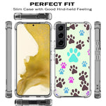 Ecute Military Clear Grade Protection Air Armor Designed Case Cover Compatible With Samsung Galaxy S22 6 1In Not For S22 Plus S22 Ultra Dog Paw Prints Pet Lovers
