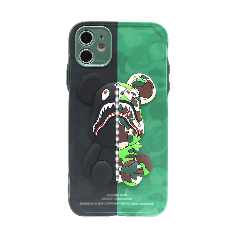Compatible With Iphone 11 Phone Case 6 1 Inch Silicone Shockproof Cool 3D Cartoon Camo Bear Street Fashion Full Body Protection Case Cover Skin For Iphone 11 For Men Boy Camouflage 3D Bear