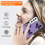 Lsl Compatible For Samsung Galaxy S22 Plus Case Cute Purple Butterflies For Women Girl Shockproof Bumper Hard Back Scratch Resistance Matte Black Cover For Galaxy S22 Plus