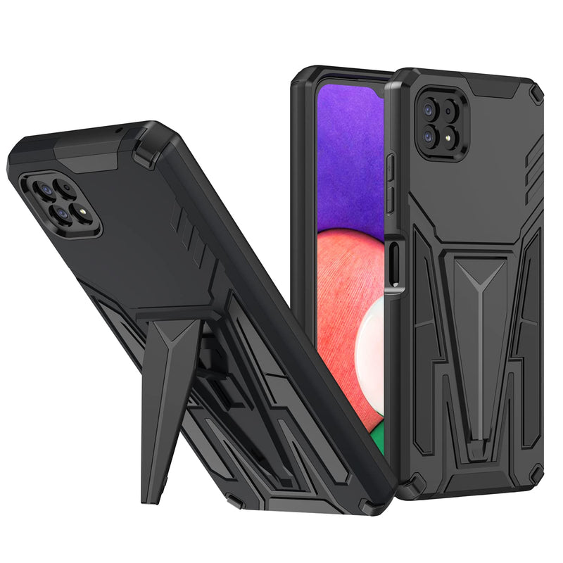Makavo For Boost Mobile Celero 5G Phone Case With Stand Hybrid Dual Layer Heavy Duty Military Grade Protective Cover Skin Like Touch With Hidden Kickstand For Magnetic Car Holder Black