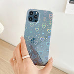Phylla Compatible With Iphone 13 Pro Max 6 7 Inches 5G Case Luxury Laser Colorful Holographic Love Heart Clear Phone Case Square Transparent Shockproof Cover Bumper For Women Girls