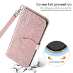 Cotdinfor Compatible With Samsung Galaxy A03S Wallet Case Galaxy A03S Case Leather With Card Holder Magnetic Kickstand Wrist Strap Shockproof Case For Samsung Galaxy A03S Life Tree Rose Gold