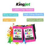 Ink Cartridge 61 Replacement For Hp 61Xl Combo Pack Used In Envy 4500 5535 Officejet 2620 4632 Deskjet 1050 1055 2510 2543 2544 3512 3056A 2546R Printers 2 Tri
