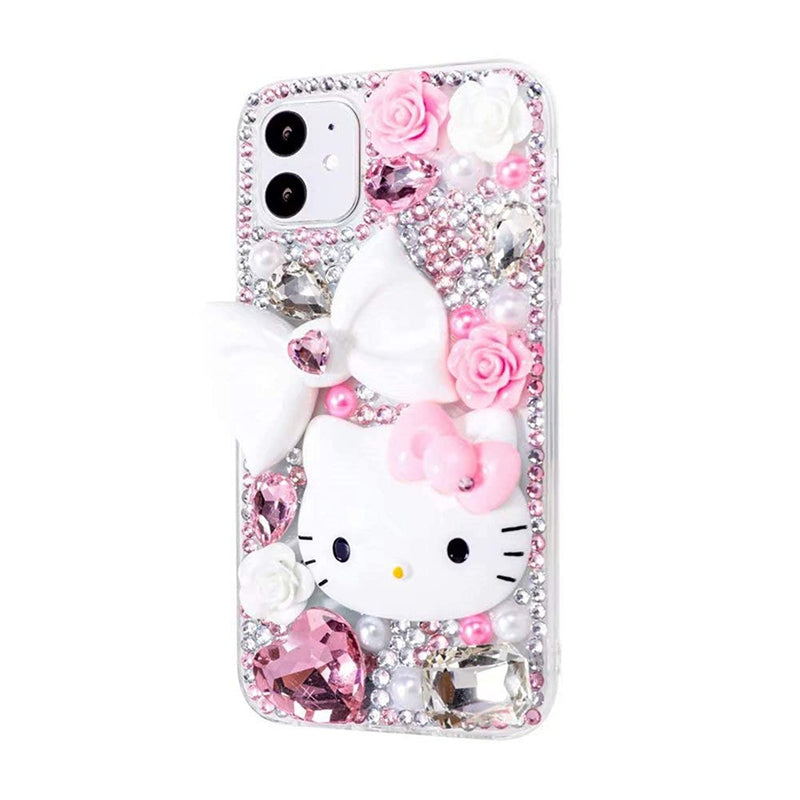 Iphone 11 Pro Max Bling Glitter Case Luxury Shiny Diamond Crystal Rhinestone Sparkly Jewelled Gemstone Cute Cartoon Cat 3D Handmade Clear Cover Case For Iphone 11 Pro Max 6 5