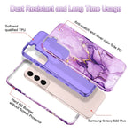 Lamcase For Samsung Galaxy S22 Plus S22 5G Case Heavy Duty Shockproof Hybrid Hard Pc Soft Tpu Bumper Three Layer Drop Protection Anti Fall Cover For Samsung Galaxy S22 Plus 6 6 Inch Purple Marble
