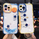 Compatible With Iphone 13 Pro Max Case Cute Soft Tpu Clear Cell Phone Cover Shockproof Absorption Raised Bumper Edge With Astronaut Moon Star 6 7Inch 2021 Support Wireless Chargingyellow