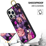 Itelinmon Compatible Iphone 13 Pro Case With Hand Strap In 2021 Purple Floral And Leaves Cute Pattern Design With Screen Protector Tire Skid Outline Bumper Shockproof Iphone 13 Case For Girls Women