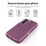 S22 Plus Case Jiunai Triple Layer Heavy Duty Shockproof Bumper Cover Outdoor Tough Hybrid Protection Rugged Rubber Tpu Matte Phone Case For Samsung Galaxy S22 Plus 5G 6 6 2022 Purple Pink