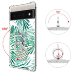 Jefonha For Google Pixel 6 5G Case With Ring Holder Finger Kickstand Pineapple Leaf Clear Four Corners Cushion Durable Hard Pc Soft Tpu Bumper Anti Scratch Protection