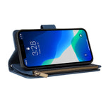 Lbyzcase Phone Case For Iphone 13 Pro Iphone 13 Pro 5G Wallet Case Luxury Folio Flip Leather Coverzipper Pocketwrist Strapkickstand For Apple Iphone 13 Problue