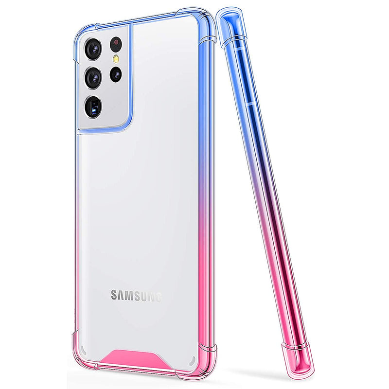 Salawat Galaxy S21 Ultra Case Clear Galaxy S21 Ultra Case Cute Gradient Slim Phone Case Cover Reinforced Tpu Bumper Shockproof Protective Case For Samsung Galaxy S21 Ultra 6 8 Inch Blue Pink