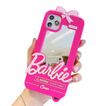 Kawaii Cute Pink 3D Retro Case Compatible For Iphone 13 Pro Max Silicone Rubber Protective Gel Back Cover With Make Up Mirror For Girls