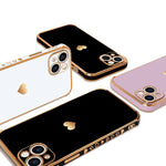 L Fadnut Compatible With Iphone 13 Case For Women Girls Cute Bling Heart Design Plating Bumper Shockproof Slim Fit Soft Tpu Silicone Protective Cover For Iphone 13 Phone Case Black