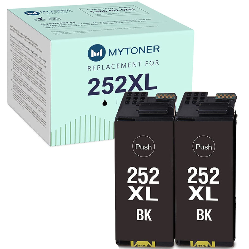 Ink Cartridge Replacement For Epson 252 Xl 252Xl 252 For Epson Workforce Wf 7710 Wf 7620 Wf 7720 Wf 3640 Wf 3630 Wf 3620 Wf 7610 Printer Large Black 2 Pack