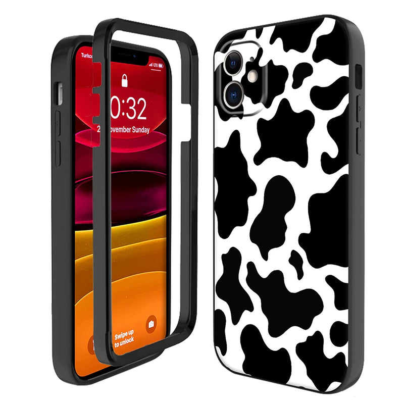 Cow Case For Iphone 13 Pro Max Cute Cow Print Soft Tpu Bumper Cover For Women Girl Two Layer Full Body Protection Shockproof Case For Iphone 13 Pro Max 6 7 2021Black White Cow