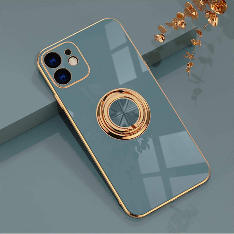 Eyzutak Electroplated Magnetic Ring Holder Case 360 Degree With Rotation Metal Finger Ring Holder Magnet Car Holder Soft Silicone Shockproof Cover For Iphone 12 Mini 5 4 Inch Gray
