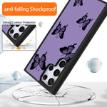 Lsl Compatible For Samsung Galaxy S22 Ultra Case Cute Purple Butterflies For Women Girl Shockproof Bumper Hard Back Scratch Resistance Matte Black Cover For Galaxy S22 Ultra