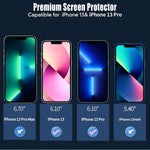 Pollachi Glass Screen Protector For Iphone 13 Iphone 13 Pro Tempered Glass Screen Protector Film 9H Hardness Anti Scratch Bubble Free Protective Film 2 Pack