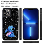 Istyleishow Fashion Cute Starry Night Stitch Pattern Slim Soft Tpu Cover Case Compatible For Iphone 13 Pro Max Case 6 7 Inch 2021 Black
