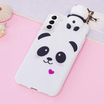 Lapopnut Case For Samsung Galaxy S21 Phone Case For Girls Cover 3D Cartoon Panda Bear Design Protective Soft Flexible Rubber Silicone Slim Cover Cases White