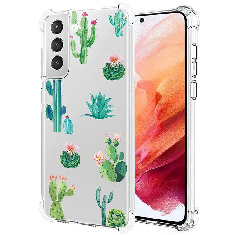 Bohefo Clear Case Compatible With Galaxy S21 Fe 5G Samsung S21 Fe 5G Case For Girls Women Cute Soft Tpu Shockproof Protective Phone Case Cover For Samsung Galaxy S21 Fe 5G Cactus