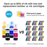 T522 Refill Ink Bottles Kits Compatible With Epson Ecotank Et 2720 Printer Ecotank Et 4700 Black Cyan Magenta Yellow 4 Colors High Definition