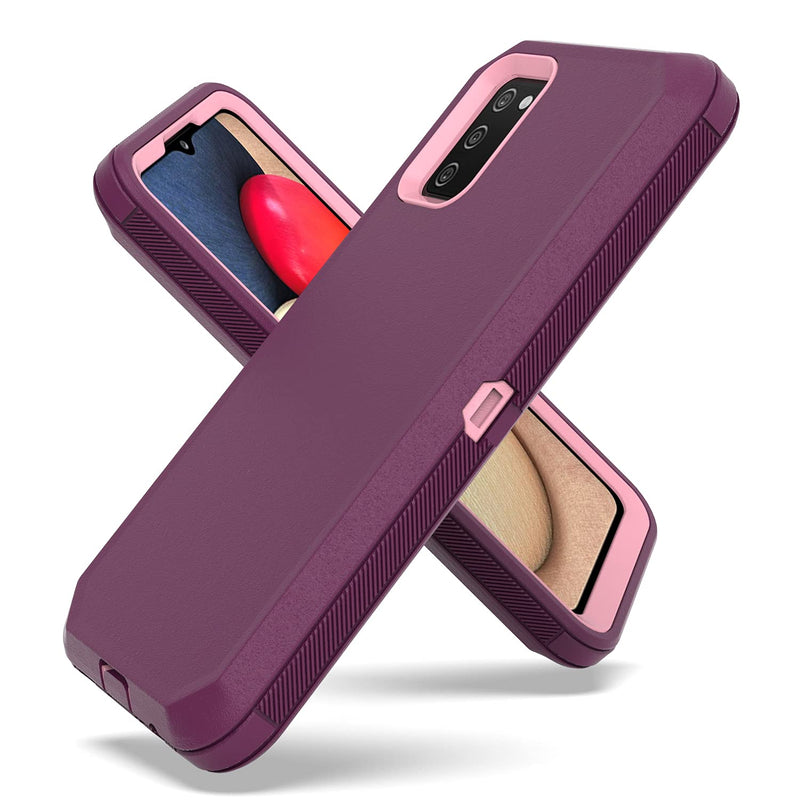 Cell Phone Case For Samsung Galaxy A02S Galaxy A02S Case Heavy Duty Grade Hybrid 3 In 1 Shockproof Drop Defender Case Cover Purple Pink