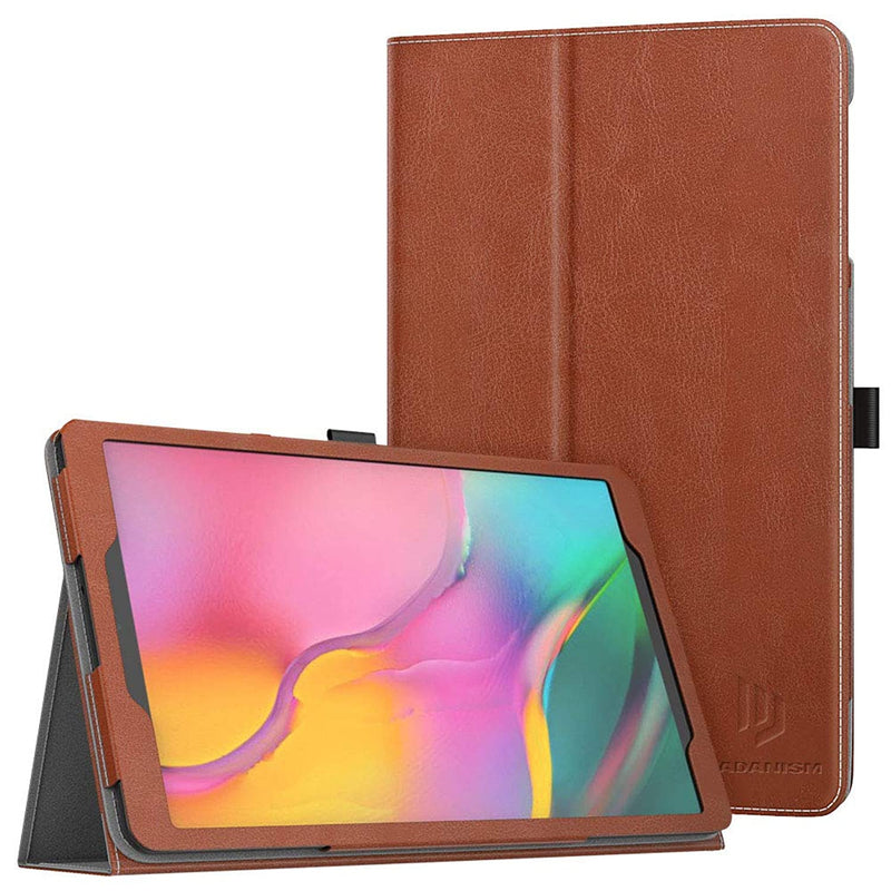 Case Fit Samsung Galaxy Tab A 10 1 2019 Tablet Sm T510 Sm T515 Ultra Slim Lightweight Folding Stand Soft Pu Back Cover With Card Slots Hand Strap Fit Galaxy Tab A 10 1 2019 Brown