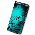 New Galaxy S20 Fe 5G Case Black Bird Green Leather Flip Case Wallet Cover