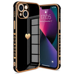 L Fadnut Compatible With Iphone 13 Case For Women Girls Cute Bling Heart Design Plating Bumper Shockproof Slim Fit Soft Tpu Silicone Protective Cover For Iphone 13 Phone Case Black