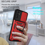 Eastcoo For Samsung Galaxy A13 Case Samsung A13 5G Case With Slide Camera Cover Hd Screen Protector Military Grade Protective 360 Ring Holder For Samsung A13 Case Red