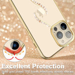 Kingxbar For Apple Iphone 13 Pro Max Case Luxury Bling Protective Cover Clear Slim Shockproof Gold Plated Phone Covers 6 7 Inch For Women