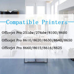5 Pack Colorprint Compatible Ink Cartridge Replacement For 950Xl 951Xl 950 951 Work With Officejet Pro 8640 8615 8625 251Dw 276Dw 271Dw 8600 8100 8610 8660 8630