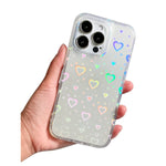 Mundulea Compatible With Iphone 13 Pro Case Women Girls Clear Laser Glitter Bling Heart Patter Soft Tpu And Hard Pc Shockproof Cover For Iphone 13 Pro Heart