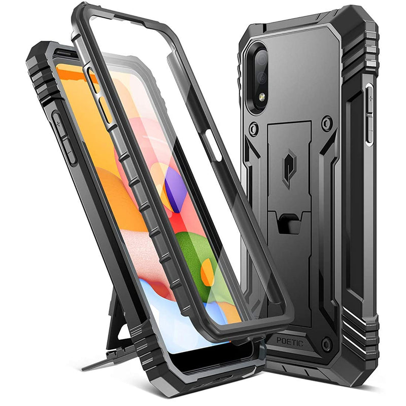 Poetic Revolution Designed For Samsung Galaxy A01 Case Only Fit Us Version Verizon At T Metropcs Full Body Rugged Shockproof Protective Cover With Kickstand Built In Screen Protector Black