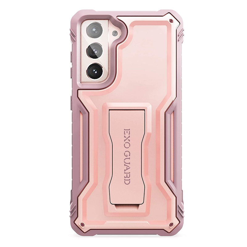 Exoguard Samsung Galaxy S21 5G Case Rubber Shockproof Full Body Cover Case For Samsung S21 5G Phone 6 2 Inch Built In Kickstand Pink