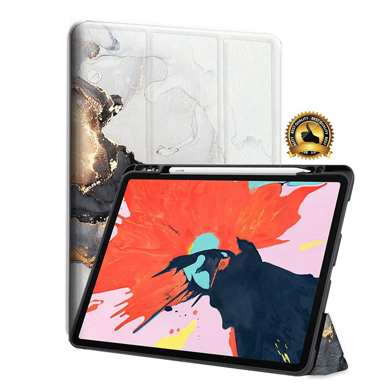 New Cases For Apple Ipad Pro 12 9 Case 5Th 4Th Generation 2021 2020 With Pencil Holder And Auto Sleep Wake Full Body Protective Smart Marble Case For 12