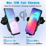 Wireless Car Charger 15W Fast Charging Auto Clamping Car Mount Wireless Automatic Sensor For Iphone 11 11 Pro 11 Pro Max Xs Max Xs Xr X 8 Samsung S10 S9 S9 S8 S8