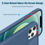 Nillkin Compatible With Iphone 12 Pro Max Case With Slide Cover Camera Protection Camshield Silky Magsafe Liquid Silicone Thin Phone Case For Iphone 12 Pro Max Case 6 7 Blue