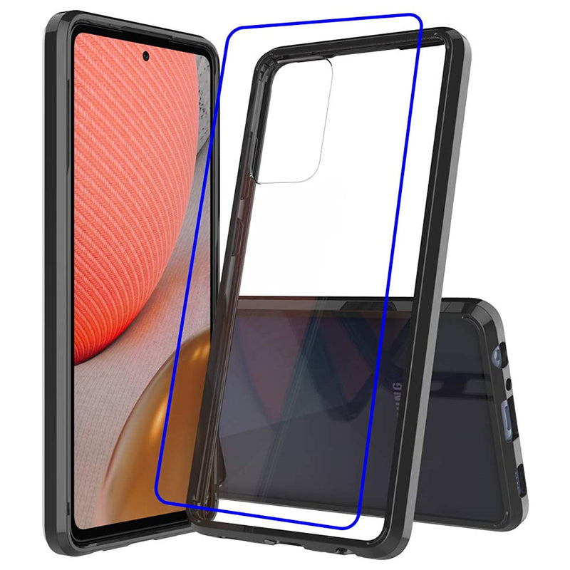 Coverl For Samsung Galaxy A72 5G Case With Tempered Glass Screen Protector Ultra Slim Fit Tpu Bumper Anti Scratch Minimalist Phone Case For Samsung Galaxy A72 Black
