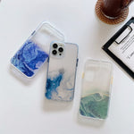 Lcenbk Vintage Colorful Marble Phone Case For Iphone 13 Pro Max Watercolor Painting Marble Case For Women Girls With Shock Resistant Soft Imd Clear Phone Back Bumper Protective Back Cover Blue