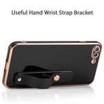 Eyzutak Case For Iphone Se5G 2022 Iphone 7 Iphone 8 Iphone Se 2020 Soft Silicone Tpu Slim Electroplated Case Shockproof Phone Case With Wristband Kickstand Phone Loop Finger Holder Strap Black