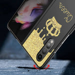 Ziye Case Compatible With Samsung Galaxy Z Fold 3 5G Ultra Thin Hard Pc Shockproof Protective Cover With Queen Gold Crown Design Pattern Galaxy Z Fold 3 5G 2021 Phone Case Queen Gold Crown