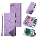 Ueebai Wallet Case For Iphone Se 2022 5G Iphone 7 Iphone 8 Iphone Se 2020 Premium Pu Leather Cover Flip Case Card Slots Magnetic Zipper Kickstand Handbag With Hand Strap For Iphone Se3 Se2 Purple