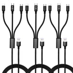 Multi Charging Cable Ttwen 3Pack 3 3Ft Multiple Charger Cable Nylon Braided Usb Charging Cable 5A 3 In 1 Multi Phone Fast Charger Cord With Type C Micro Usb Connectors For Cell Phones And More Black